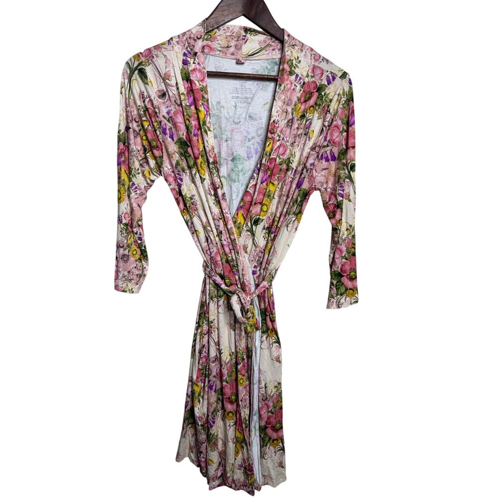 Posh Peanut Bamboo Floral Wrap Robe Large Cottagecore Maternity Loungewear
